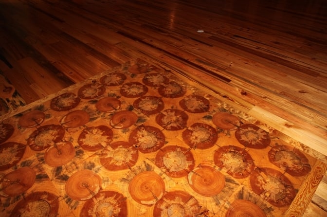 Log Rounds and Wood Tiles for Antique Wood Floors 1