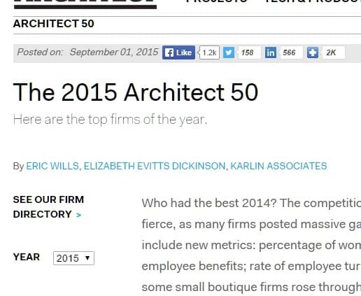 Goodwin Partners Named to Architect Magazine’s “2015 Architect 50” 2