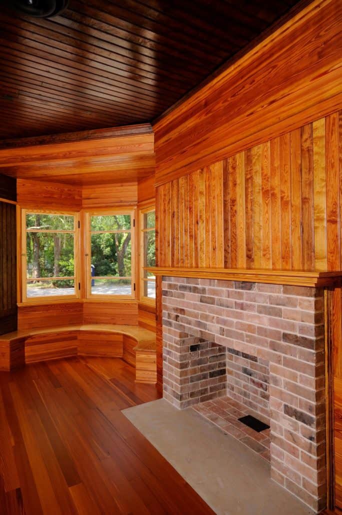 wood paneling floors ceiling