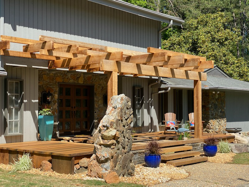 Goodwin Company River Recovered® Heart Cypress slabs for deck.