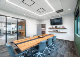 Campbell Spellicy Engineering, Inc Office Sinker Cypress Wood Feature Wall