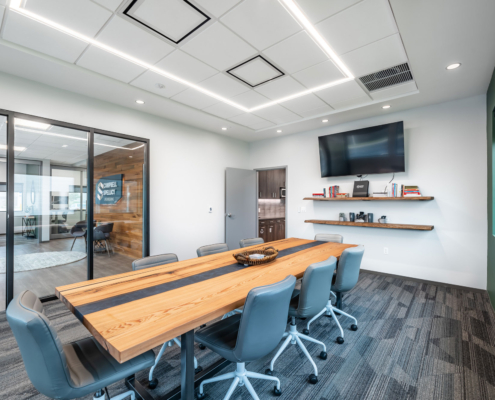 Campbell Spellicy Engineering, Inc Office Sinker Cypress Wood Feature Wall